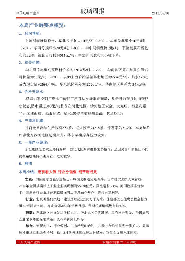 中财期货玻璃周报