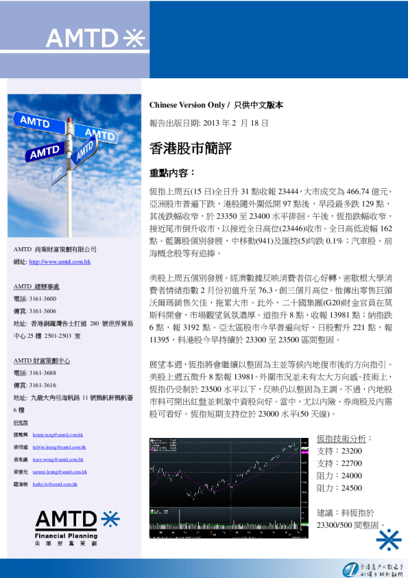 尚乘財富香港股市简评