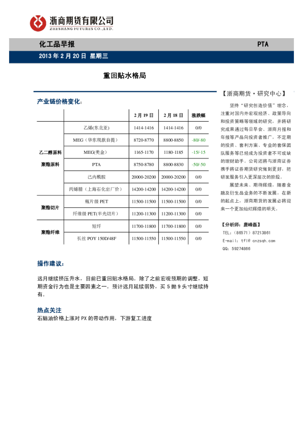 化工品早报：重回贴水格局