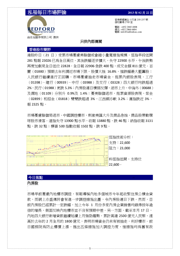泓福每日市场评论
