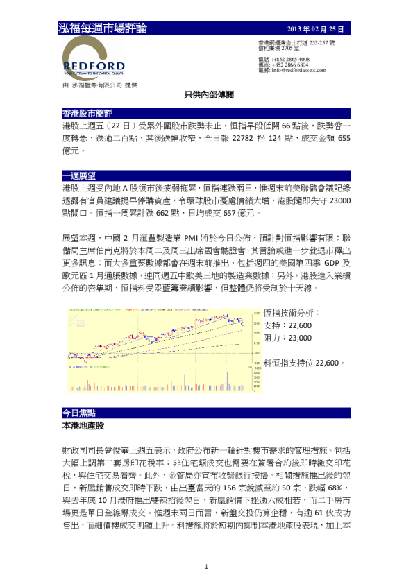 泓福每周市场评论