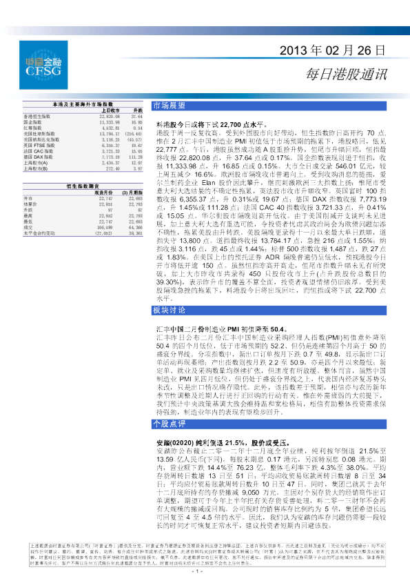 时富金融每日港股通讯