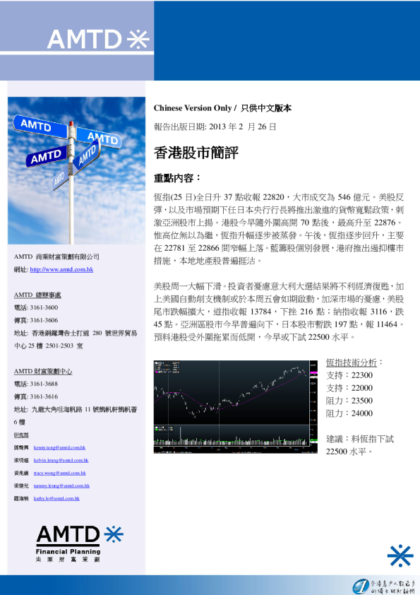 尚乘財富香港股市简评