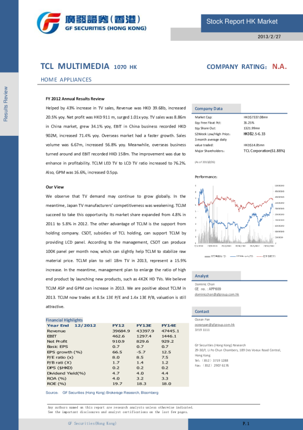 TCL多媒体公司报告