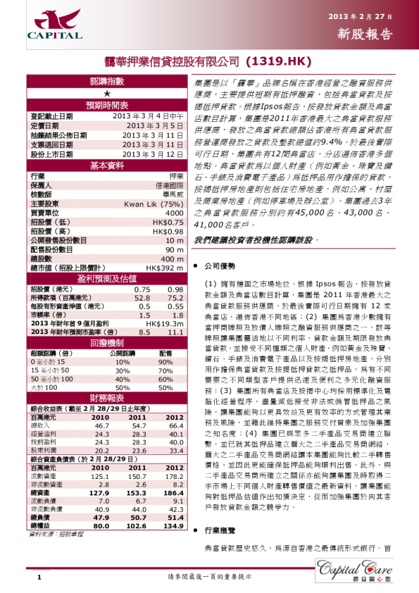 霭华押业信贷控股有限公司 (1319.HK)：新股報告