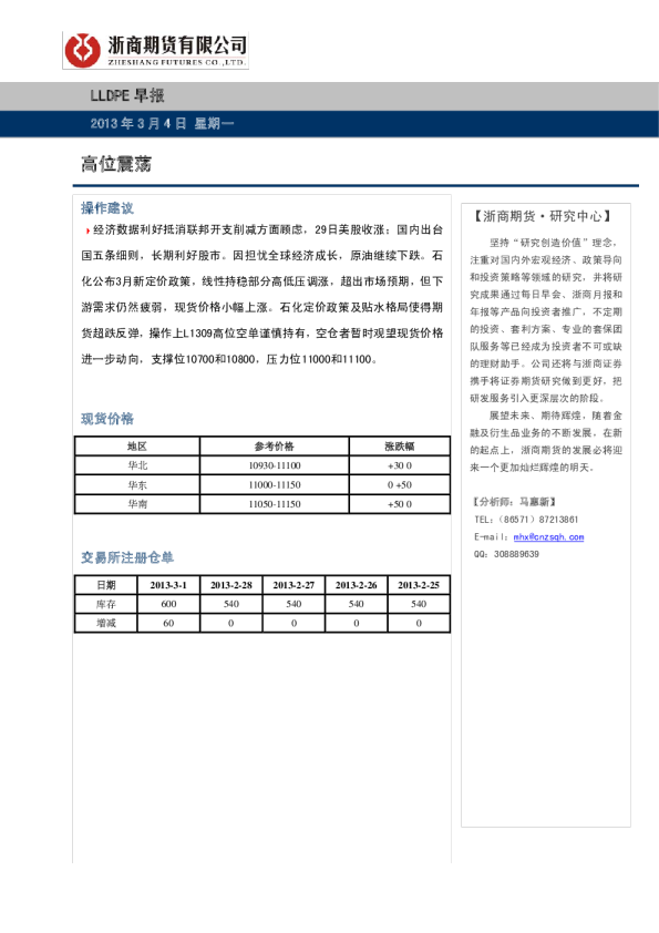 LLDPE早报：高位震荡