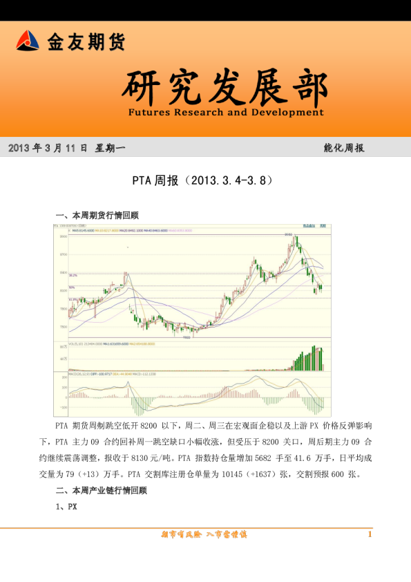 金友期货PTA周报