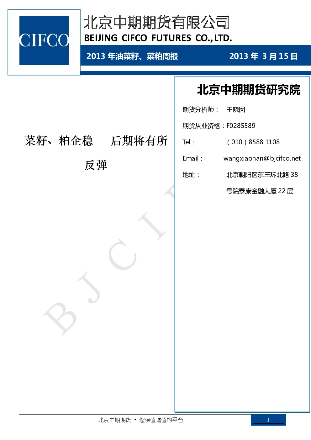 报告封面