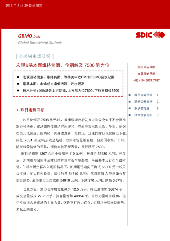 铜日报：宏观&基本面维持负,伦铜触及7500阻力位