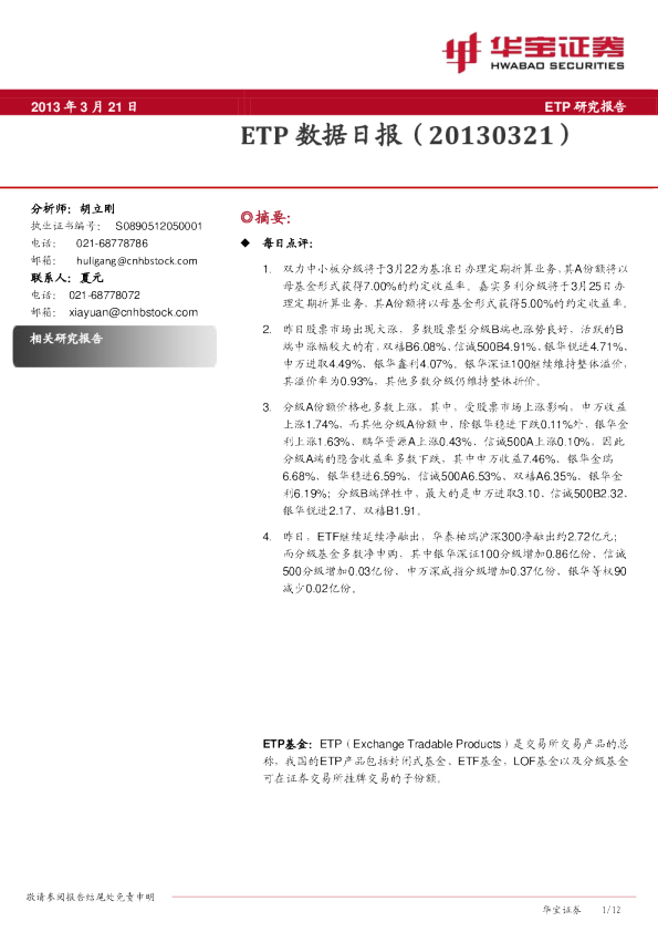 华宝证券ETP数据日报