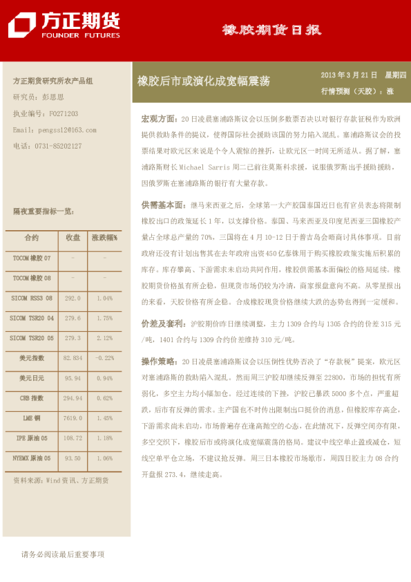 橡胶期货日报：橡胶后市或演化成宽幅震荡