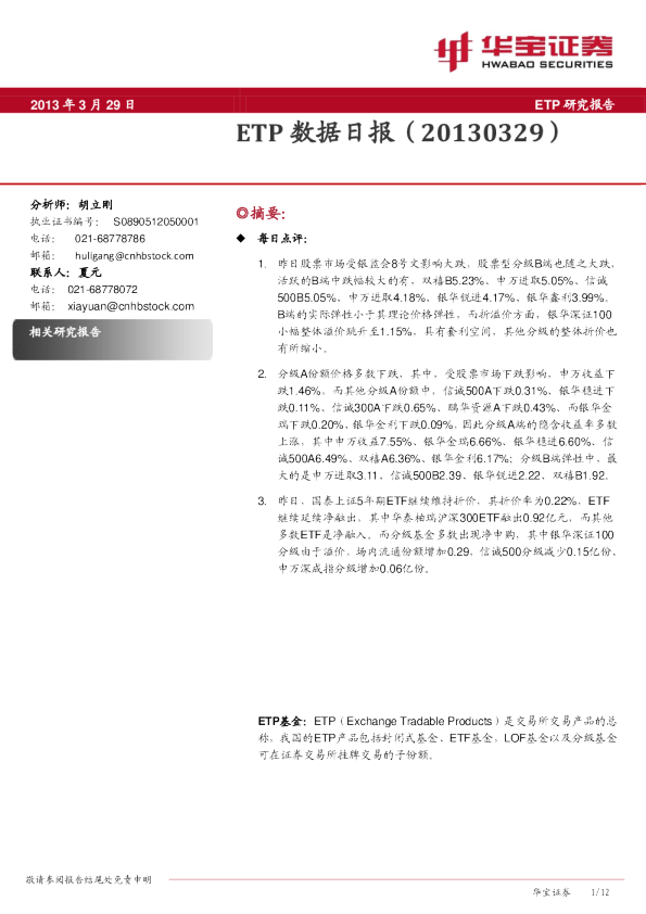 华宝证券ETP数据日报