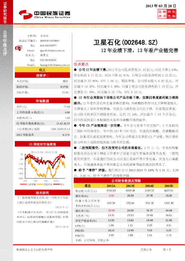 12年业绩下滑，13年看产业链完善