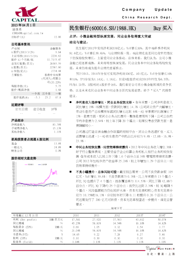小微金融转型纵深发展,同业业务取得重大突破