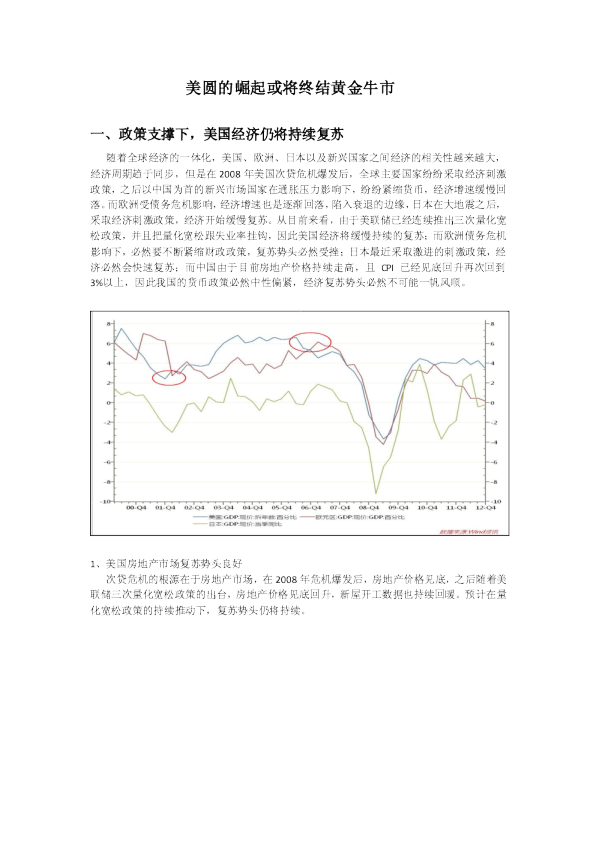 美圆的崛起或将终结黄金牛市
