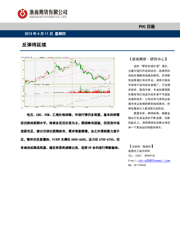 PVC日报：反弹将延续