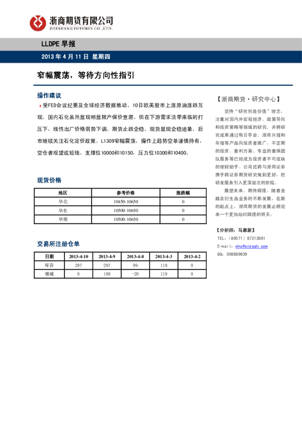 LLDPE早报：窄幅震荡,等待方向性指引