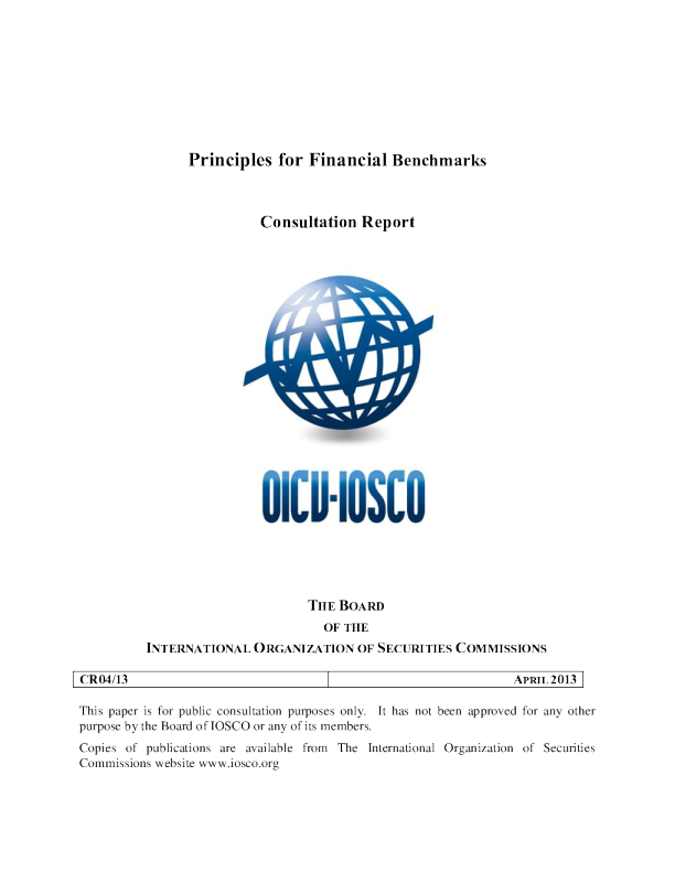 CR04/13 Principles for Financial Benchmarks