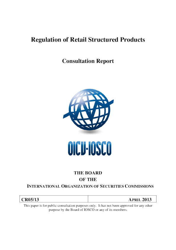 CR05/13 Regulation of Retail Structured Products