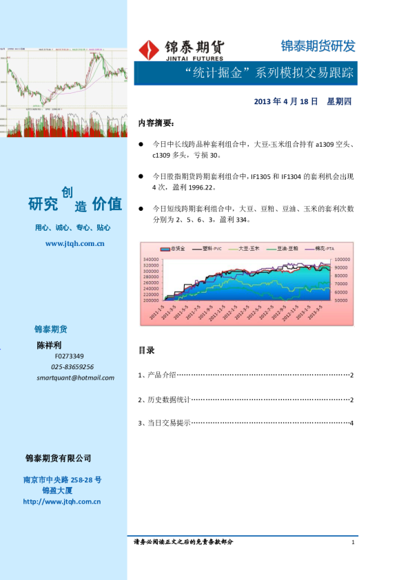 锦泰期货"统计掘金"系列模拟交易跟踪