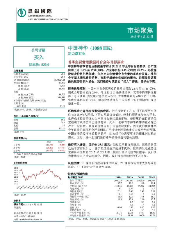  首季主要营运数据符合全年目标要求