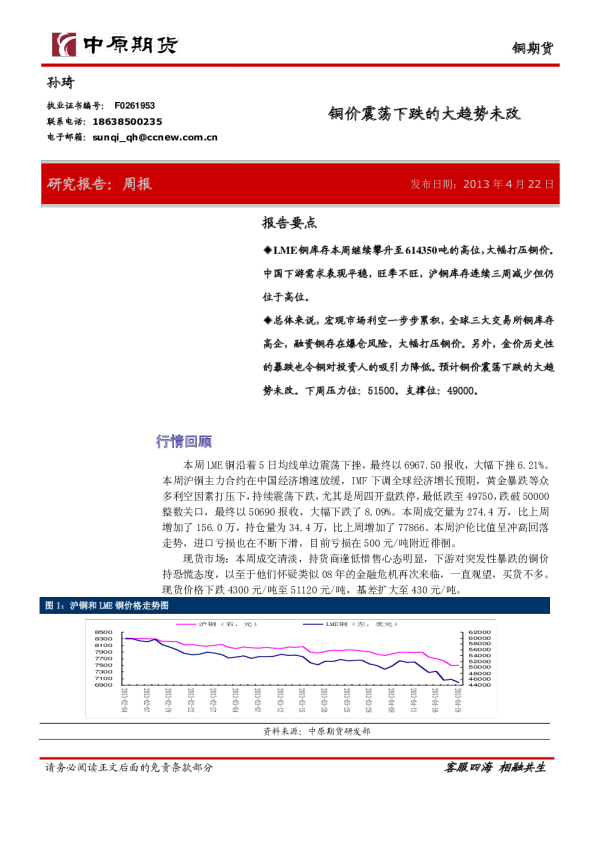 铜周报：铜价震荡下跌的大趋势未改