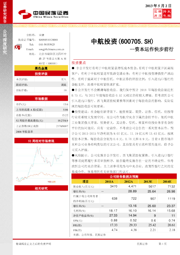 中航投资(600705)：资本运作快步前行