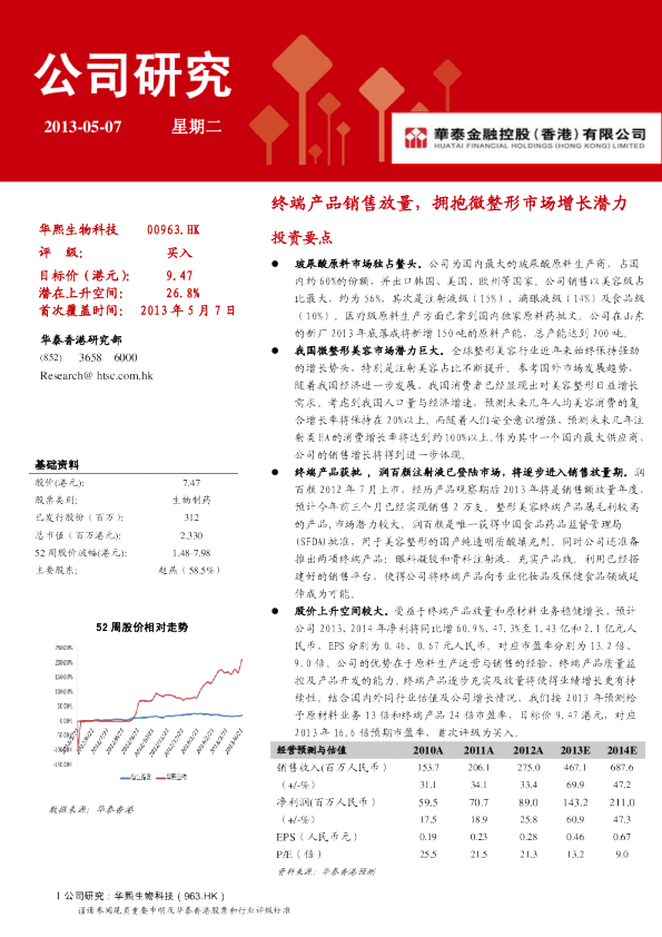 华熙生物科技：终端产品销售放量,拥抱微整形市场增长潜力