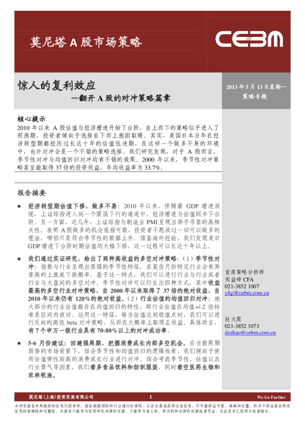翻开A股的对冲策略篇章：惊人的复利效应