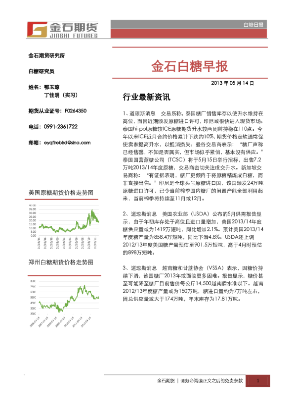 金石期货白糖早报