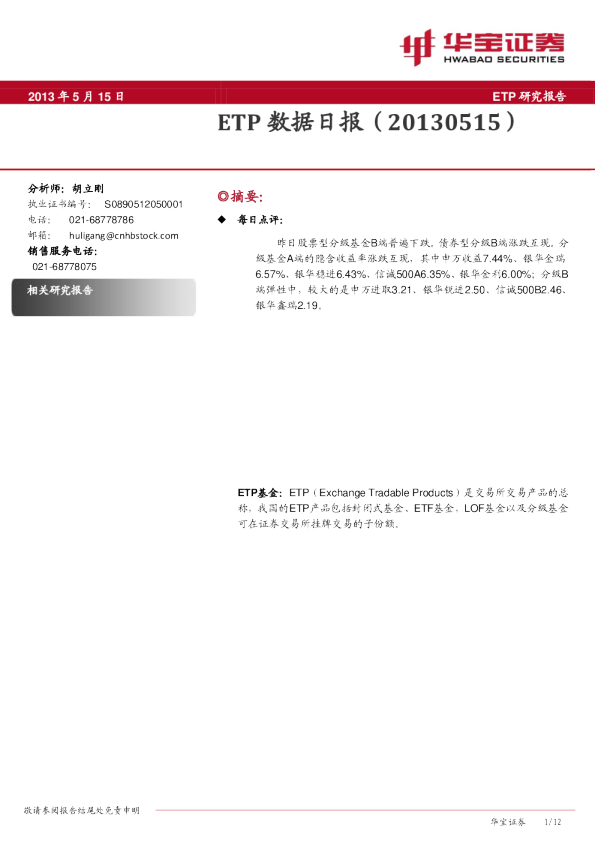 华宝证券ETP数据日报