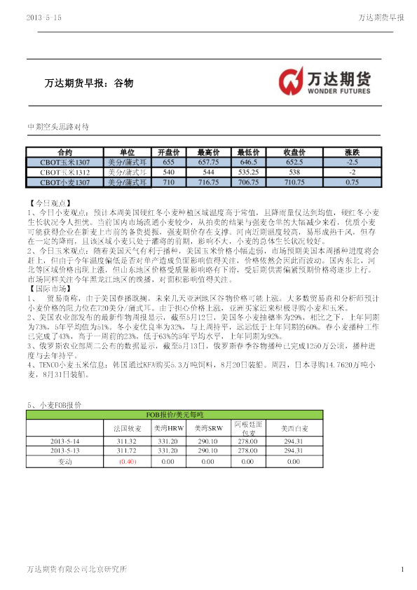 谷物早报：中期空头思路对待