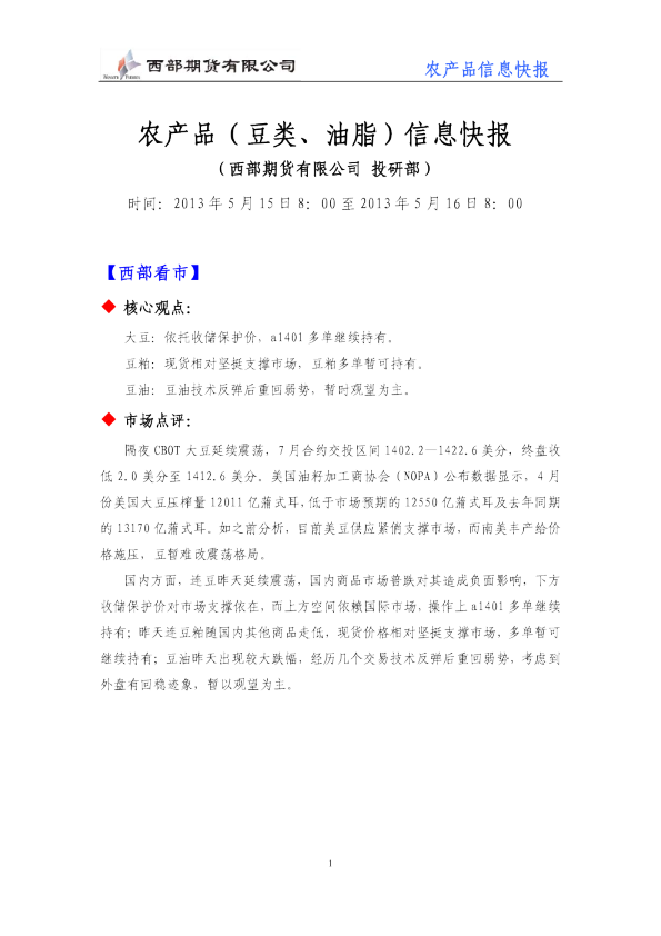 农产品(豆类、油脂)信息快报