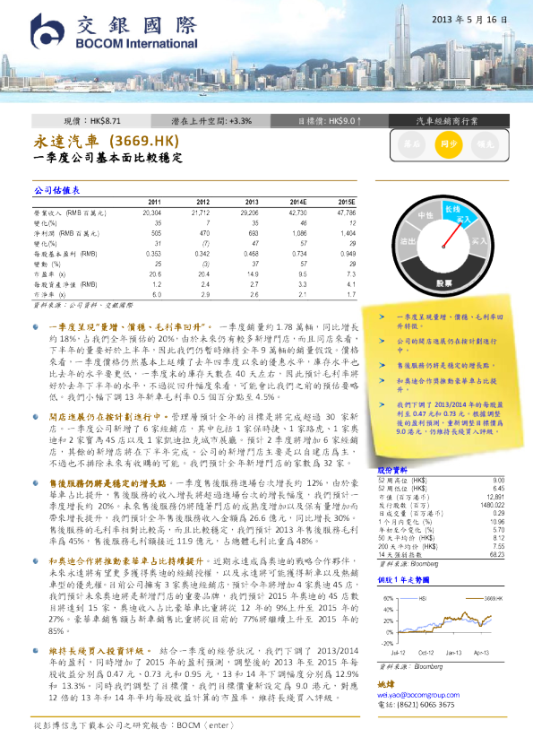 一季度公司基本面比较稳定