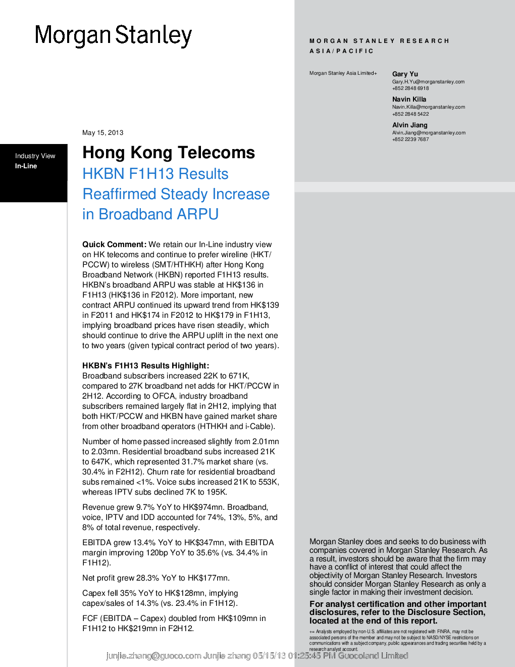 Hong Kong Broadband Network Investment Thesis Intact 发现报告