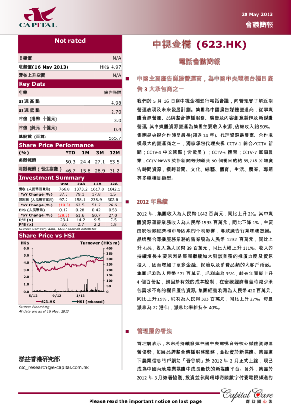 中视金桥：电话会议简报