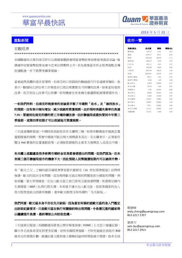 华富港股(5月23日)快讯