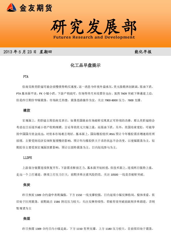 化工品早盘提示