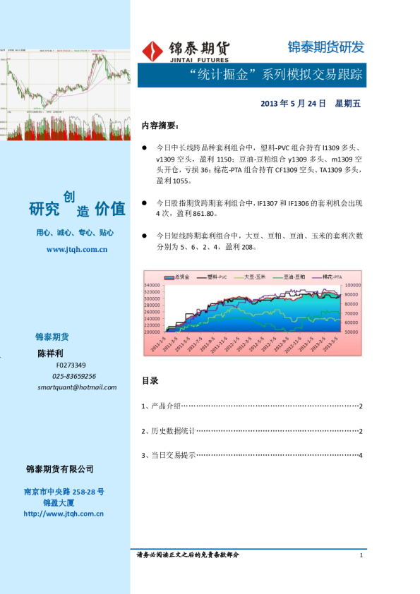 锦泰期货"统计掘金"系列模拟交易跟踪