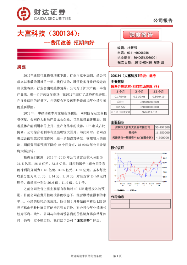 费用改善，预期向好