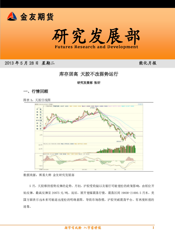 能化月报：库存居高,天胶不改弱势运行