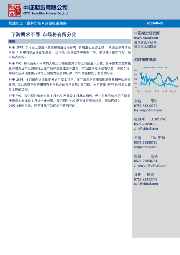 塑料市场6月份投资策略：下游需求不同,市场将有所分化