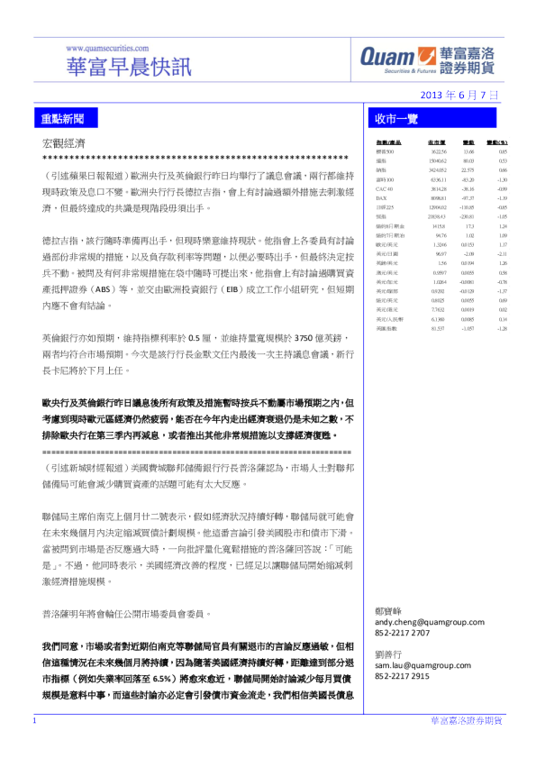 华富港股(6月7日)快讯