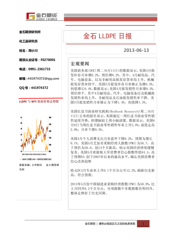 金石期货LLDPE日报