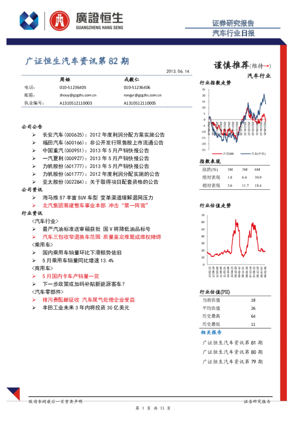 广证恒生汽车资讯第82期