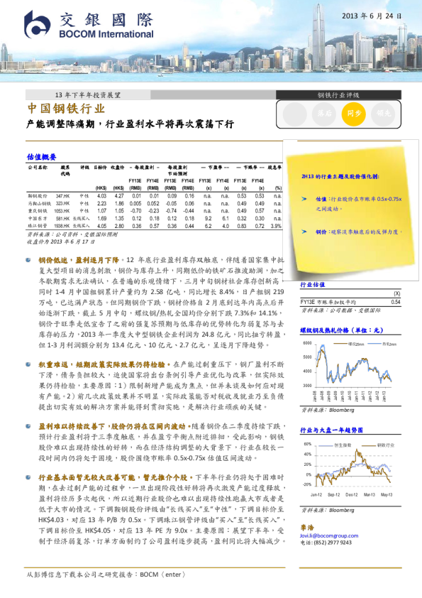 钢铁行业：产能调整阵痛期,行业盈利水平将再次震荡下行
