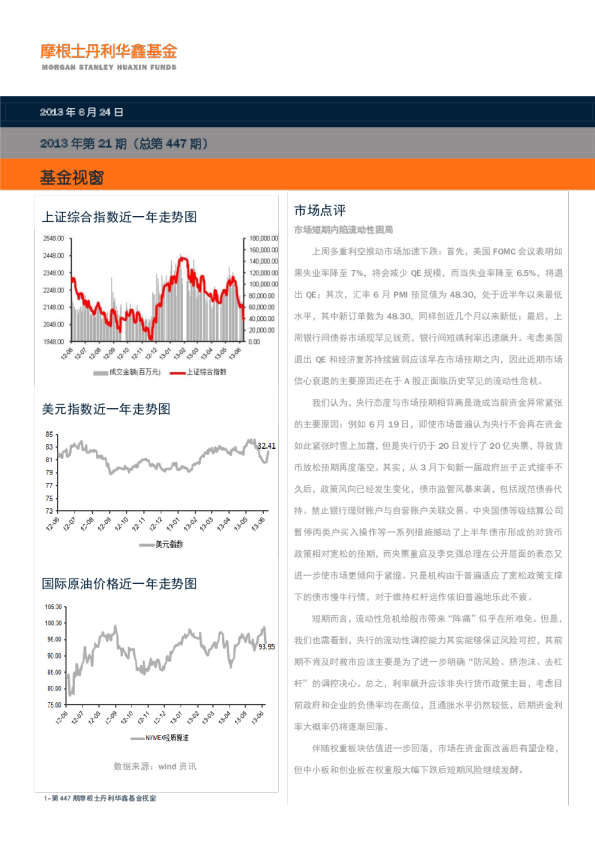 摩根士丹利华鑫基金基金视窗