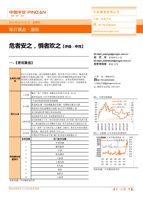 平安期货股指每日视点：危者安之,惧者欢之【评级：中性】