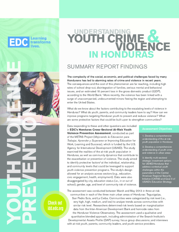 Understanding Youth Crime and Violence in Honduras