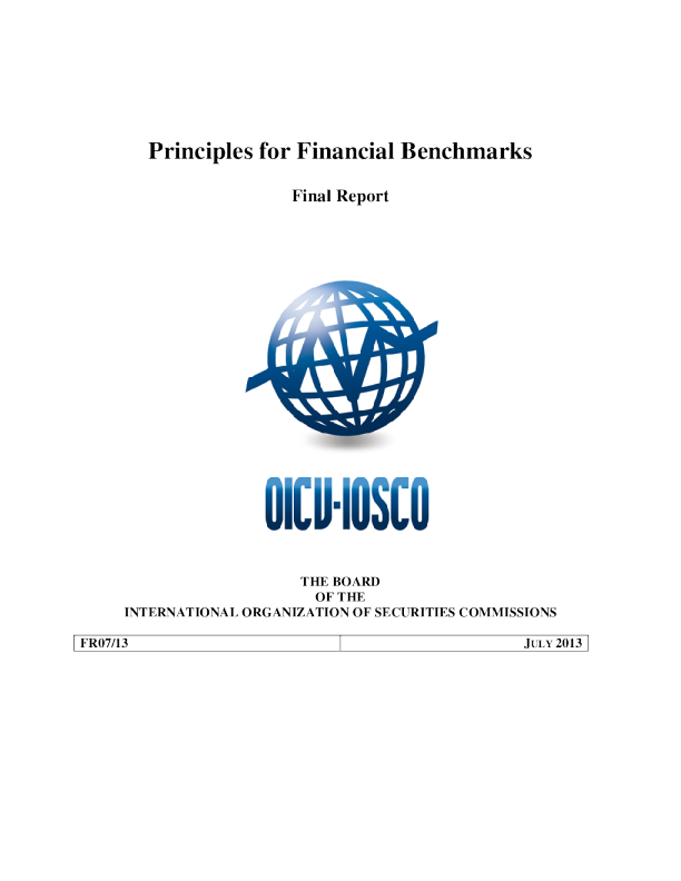 FR07/13 Principles for Financial Benchmarks